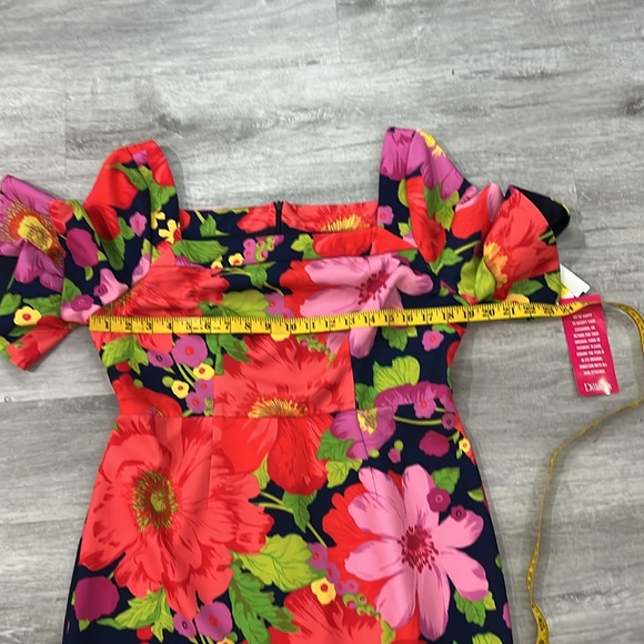 Trina Turk NWT Kanan Square Neck Ruffle Sleeve Shift Dress - Picture 8 of 9